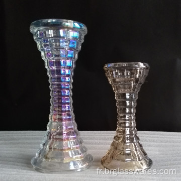 Bougeoir en verre unique pour bougie conique et pilier